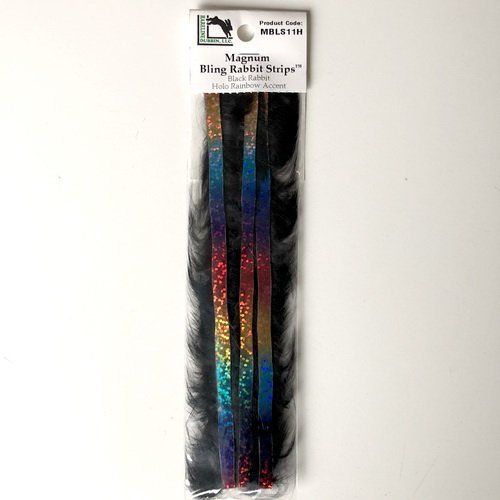BLING RABBIT STRIPPS BLACK HOLO RAIBOW