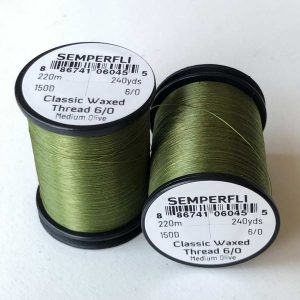 SEMPERFLI HILO ENCERADO 6/0 MEDIUM OLIVA 240YDS