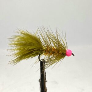 WOOLY BUGGER OLIVA /KRYSTAL YELLOW BH PINK #6