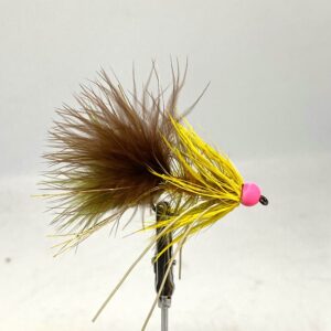 WOOLY BUGGER OLIVA/YELLOW BH PINK #6